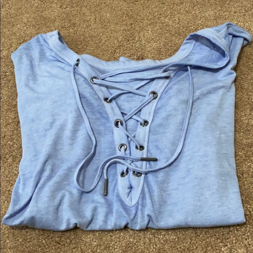 Blue lace up lounge shirt